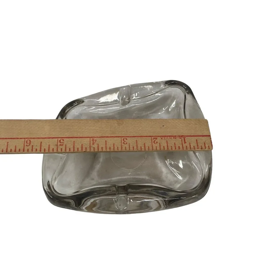 Vintage Thick Glass Ashtray 70's Vintage Glass Cigarette Holder MCM - Picture 15 of 16